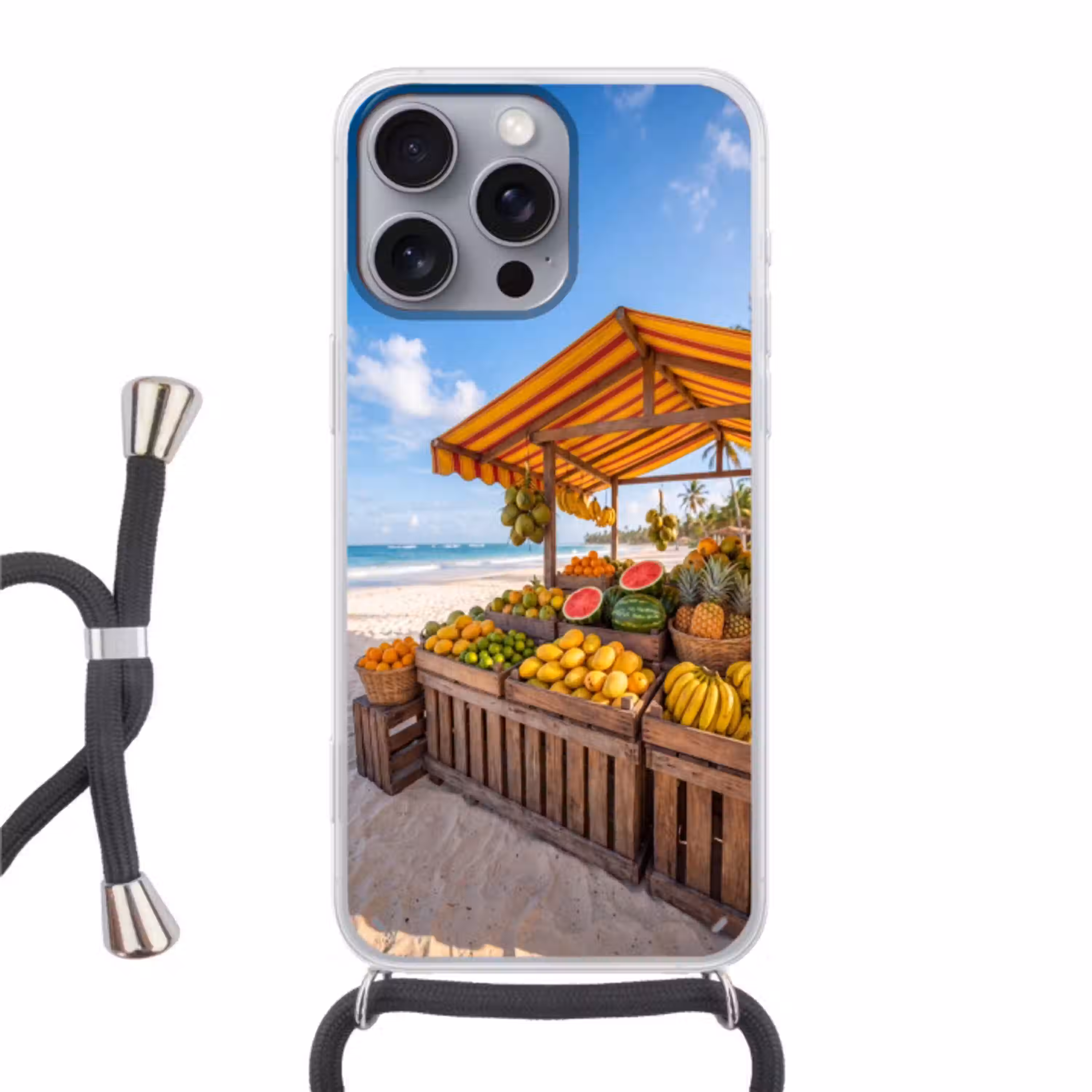 Fruit - Strand - Tropisch Hoesje iPhone 16 Pro Max met koord klein -3d