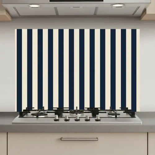 Verticale strepen - Blauw - Crème keuken achterwand spatscherm klein 900 -3d_website