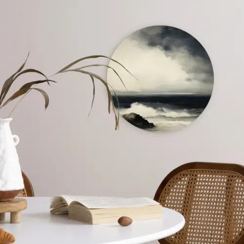 Zee - Rotsen - Storm Wandcirkel plexiglas klein -sfeer4