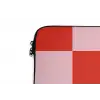 Schaakbord patroon - Rood - Roze - Blokjes laptophoes neopreen klein -detail