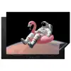 Astronaut - Flamingo - Zwemband - Roze Inductie beschermer vinyl 3mm klein -3d