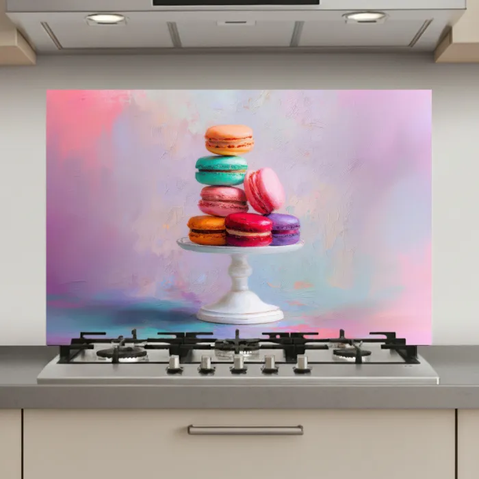Macarons - Schaal - Pastel - Kleurrijk keuken achterwand spatscherm klein -3d_website