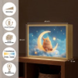 Knuffel - Monster - Maan - Wolken Light Box met batterij (Wandlamp) middel -USP_websiteoverzichtDE