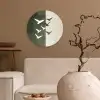 Japandi - Vogel - Groen Wandcirkel kunststof plaat 5mm dik klein -sfeer1