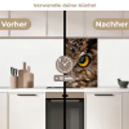Uil - Dier - Oranje keuken achterwand 2 middel -voor-na2_DE