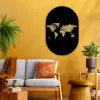 Wereldkaart - Beige - Zwart Wandcirkel Ovaal Glas middel -sfeer4