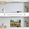 Ezels - Bloemen - Zomers keuken achterwand spatscherm klein -voor_na_NL