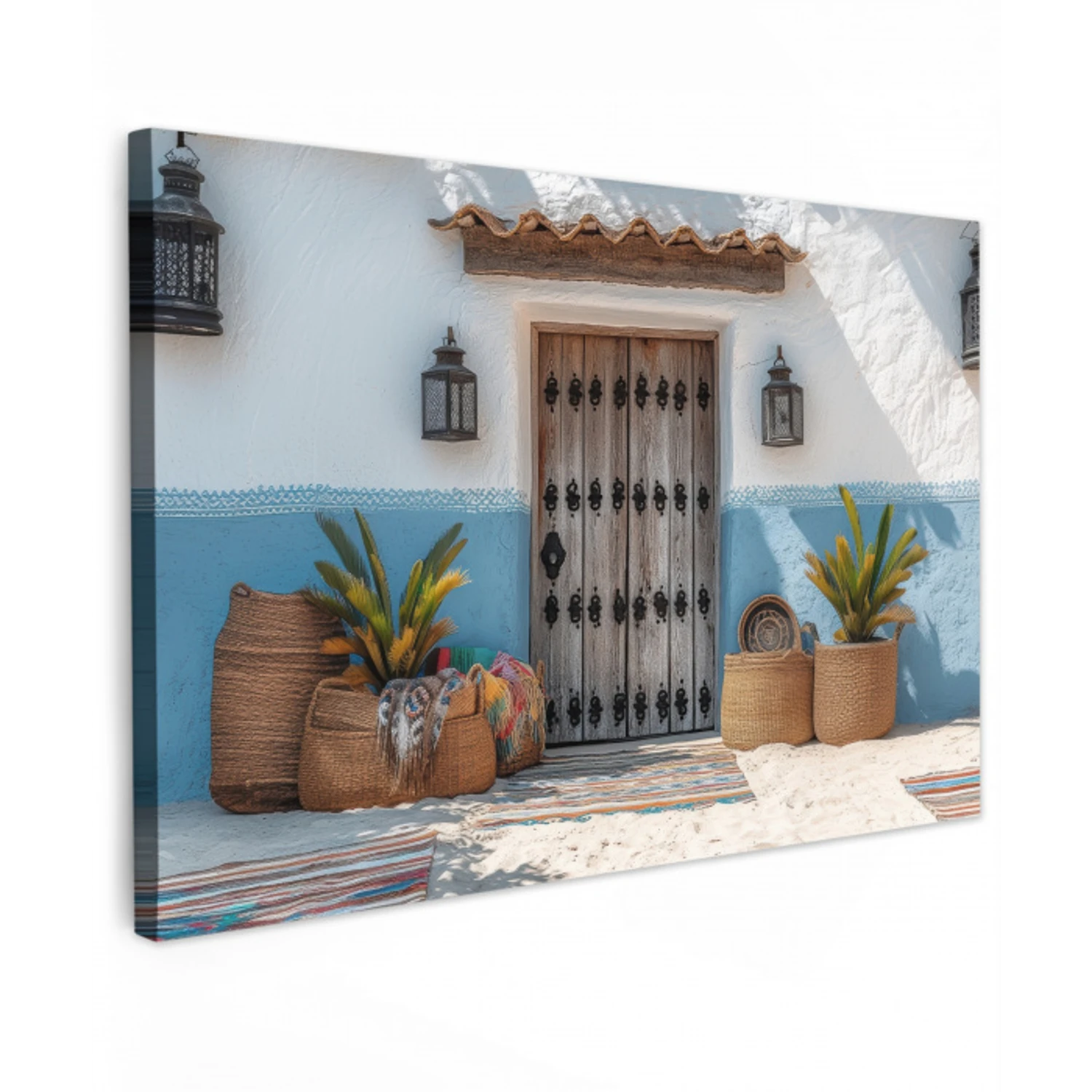 Deur - Manden - Planten Tuinposter op houten frame 2 cm dik klein -3d