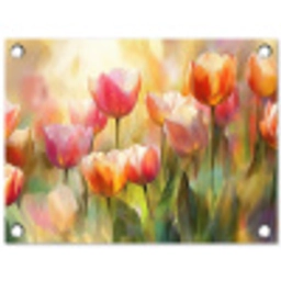 Tulpen - Sprookjesachtig - Kleurrijk tuinposter los doek klein -3d