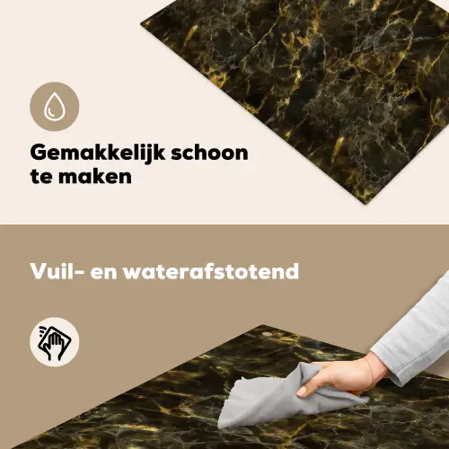 Zwart - Marmer - Goud Inductie beschemer met haakjes klein 777 -ky-schoon-nl