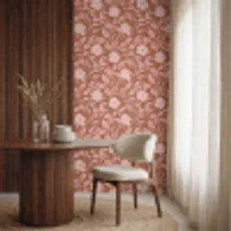 Patroon - Bladeren - Terracotta Behang Vinyl klein 1060 -sfeer1
