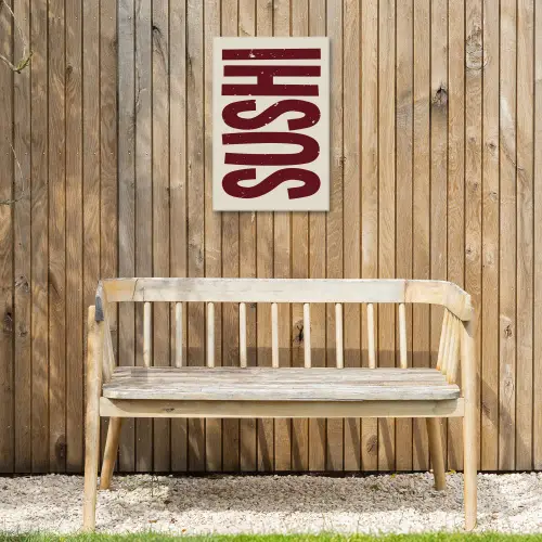 Sushi - Rood - Japandi - Decoratie Tuinposter op houten frame 2 cm dik klein -sfeer4