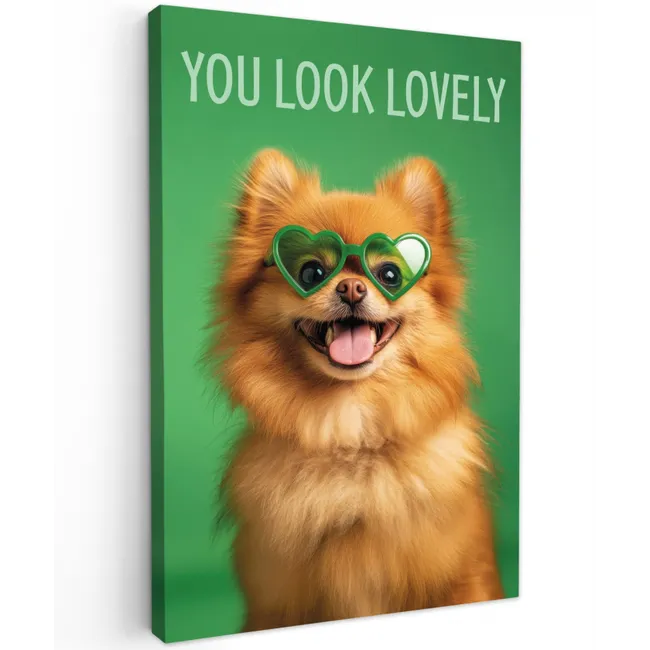 Hond - Zonnebril - Valentijn - Love Tuinposter op houten frame 2 cm dik klein -3d