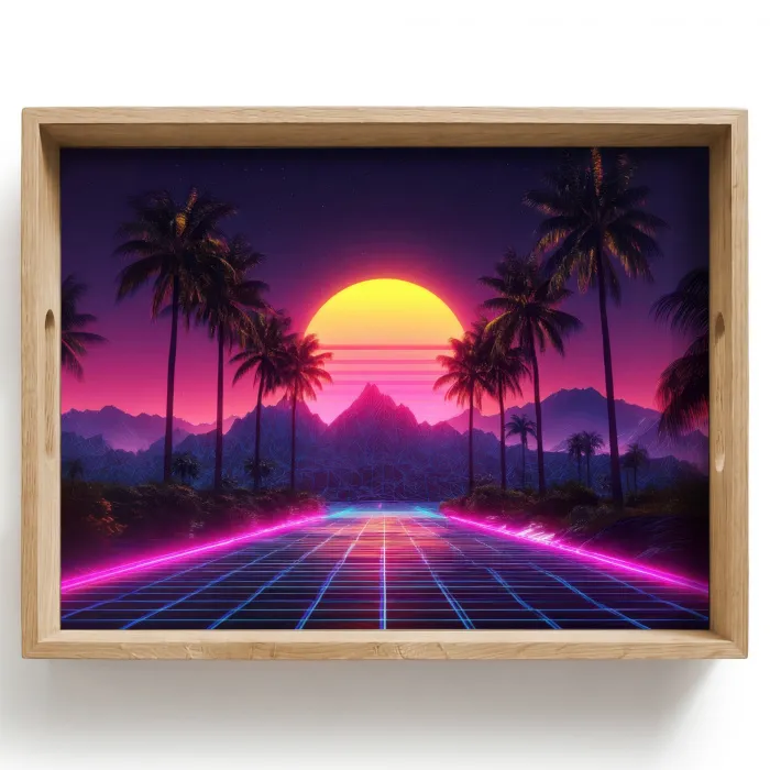 Horizon - Palmbomen - Bergen - Geel Dienblad Rechthoek middel -z3d_shopping