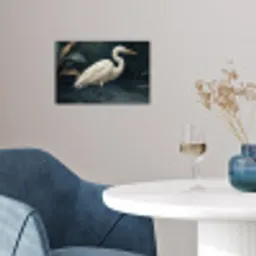 Reiger - Water - Natuur - Modern - Wit poster papier klein -sfeer3