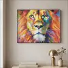 Leeuw - Olieverf - Kunst - Dieren Textielframe - compleet frame klein -sfeer2
