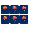 Bloem - Oranje - Bladeren onderzetter kurk middel -3d