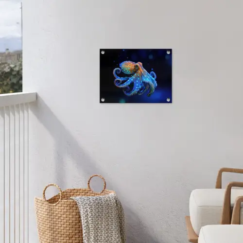 Octopus - Stippen - Blauw - Zee tuinposter los doek klein -sfeer8