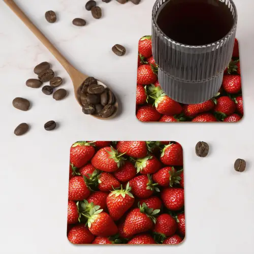 Aardbei - Fruit - Rood onderzetter kurk middel -sfeer2