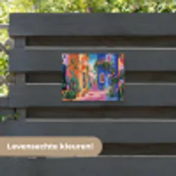 Geel - Blauw - Oranje - Huis tuinposter los doek klein -sfeer3