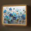 Bloemen - Schilderij - Blauw Light Box met batterij (Wandlamp) middel -z3d_website