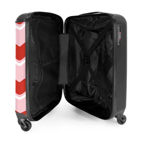 Golvende strepen in rood en roze NBS - Handbagage koffer - Unisex middel -binnenkant