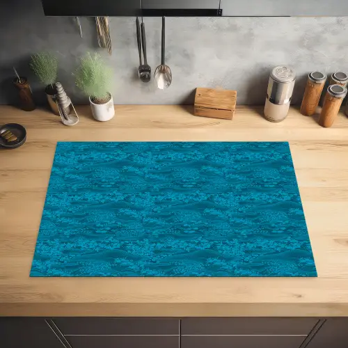 Turquoise - Heuvels - Bloemen Inductie beschermer vinyl 3mm klein 276 -sfeer5