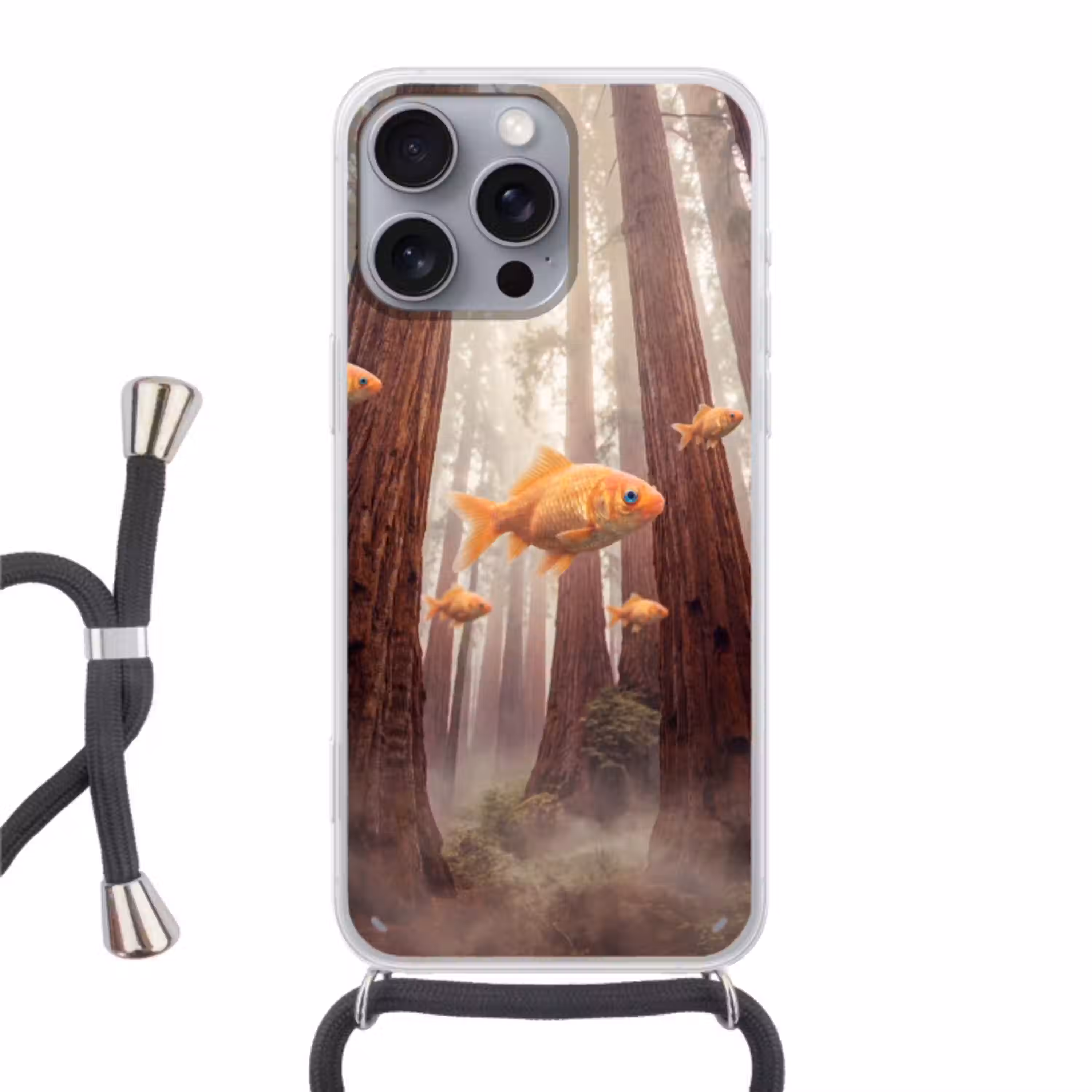 Vis - Bos - Fantasie Hoesje iPhone 16 Pro Max met koord klein -3d