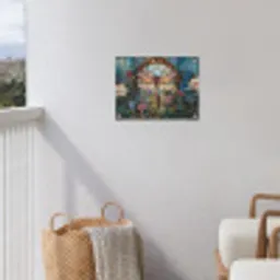 Libelle - Mozaïek - Bloemen - Kleurrijk tuinposter los doek klein -sfeer8