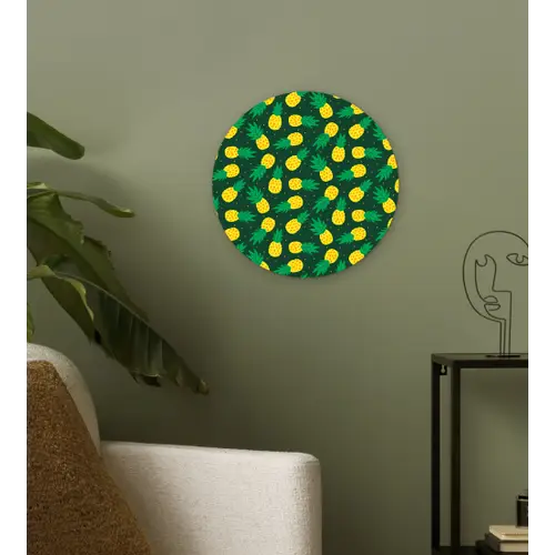 Donkergroen - Ananas - Bladeren Wandcirkel plexiglas klein 852 -sfeer3