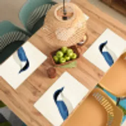 Illustratie - Blauw - Vogel Placemat vinyl groot -zzsfeer5_Kitchenyeah-website