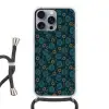 Blauw - Patroon - Retro Hoesje iPhone 16 Pro Max met koord klein 804 -3d