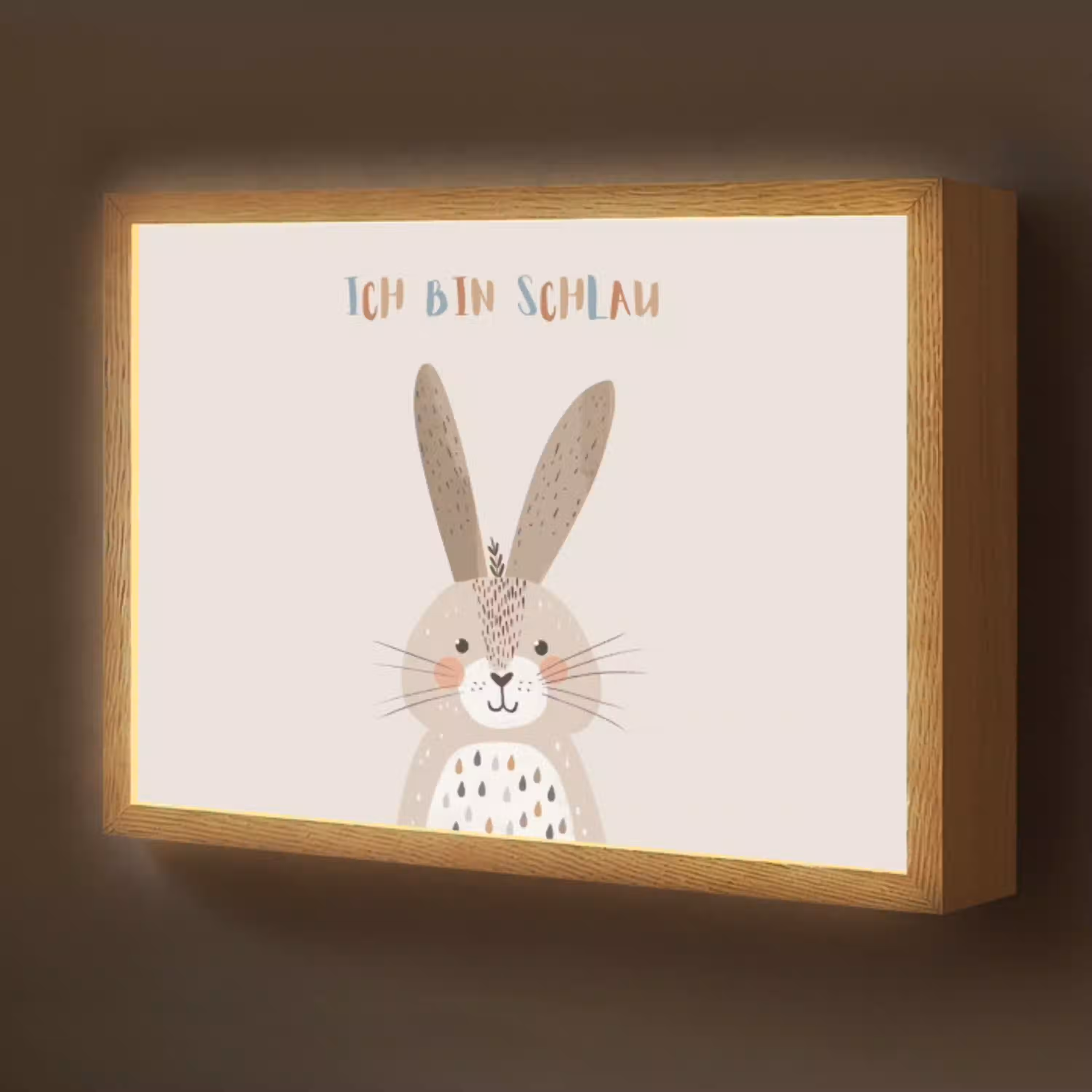 Konijn - Beige - Dier - Slim  - Quote Light Box met batterij (Wandlamp kind) middel -z3d_website