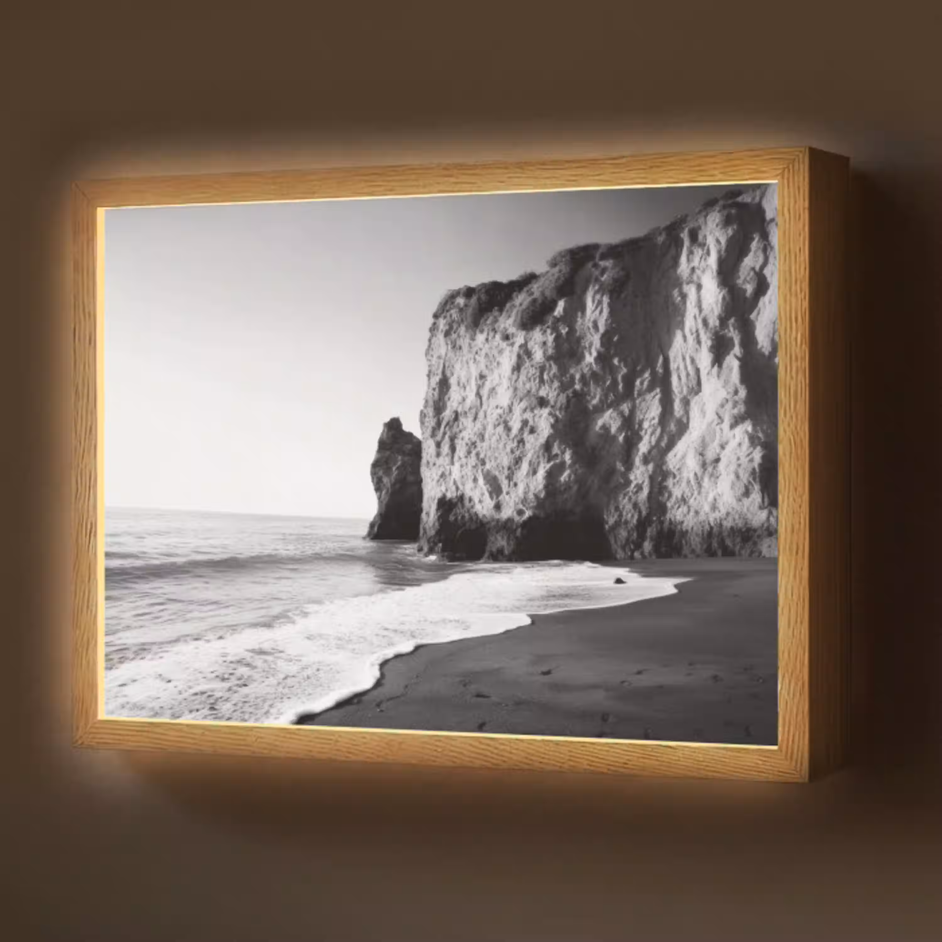 Strand - Klif - Golven - Voetstappen Light Box met batterij (Wandlamp) middel -z3d_website