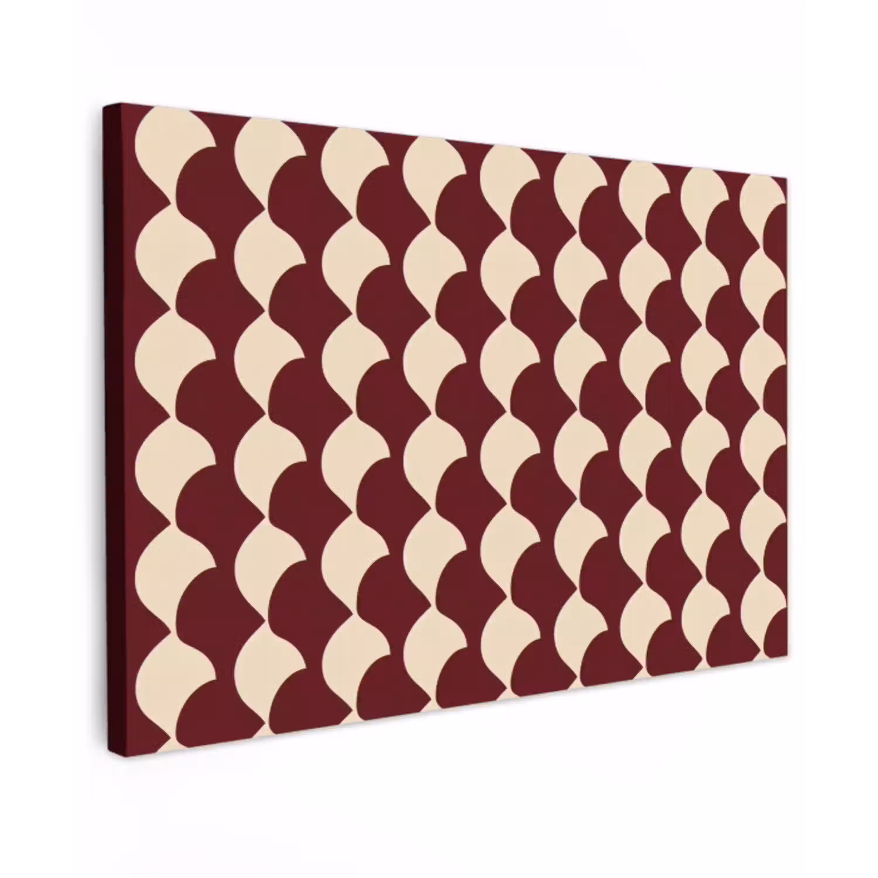 Rood - Tegelpatroon - Crème Tuinposter op houten frame 2 cm dik klein 845 -3d