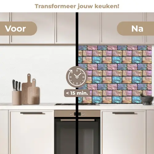 Parelmoerig - Bakstenen - Muur keuken achterwand 2 middel 871 -voor-na2_NL