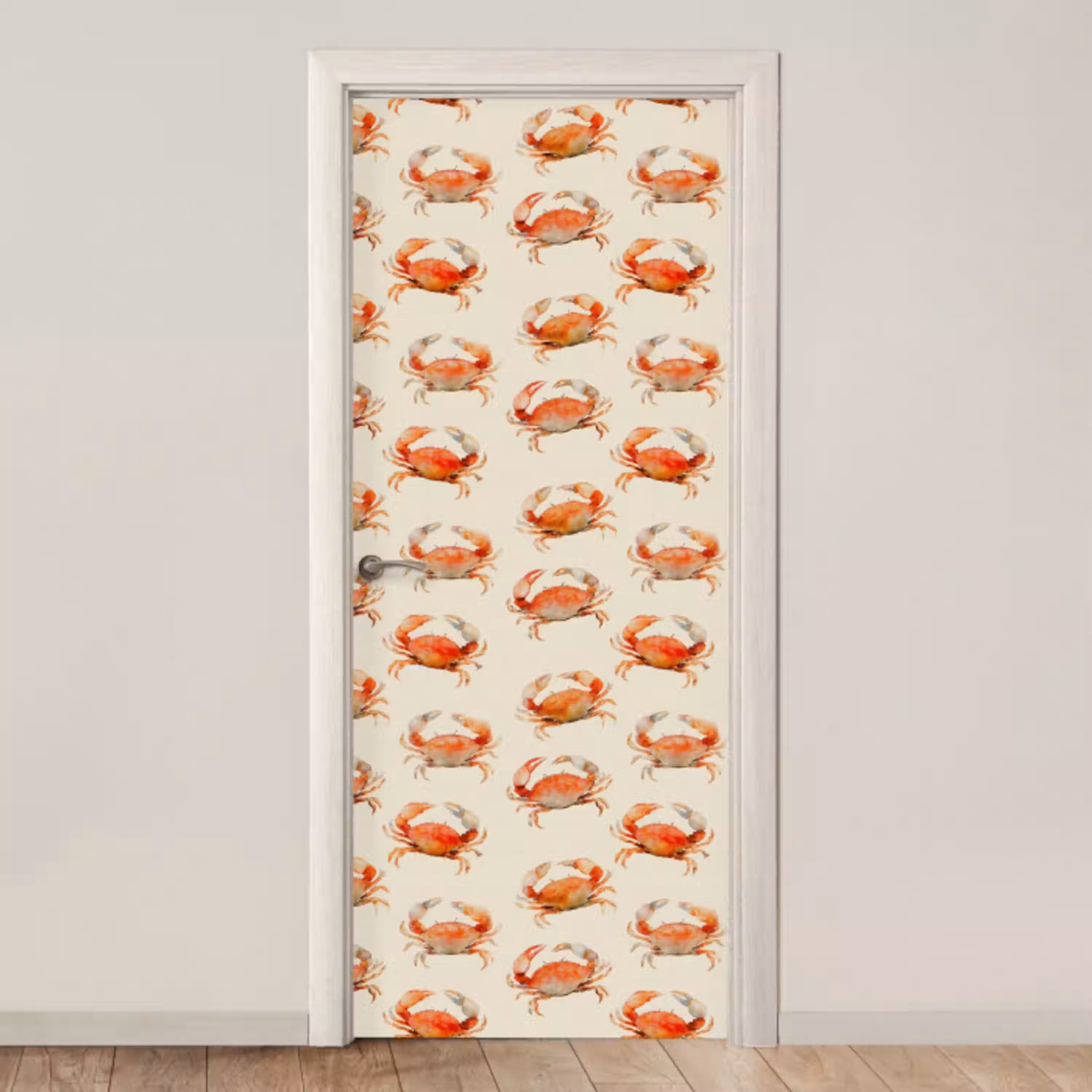 Krabben - Patroon - Oranje deurposter klein 289 -3d_beige