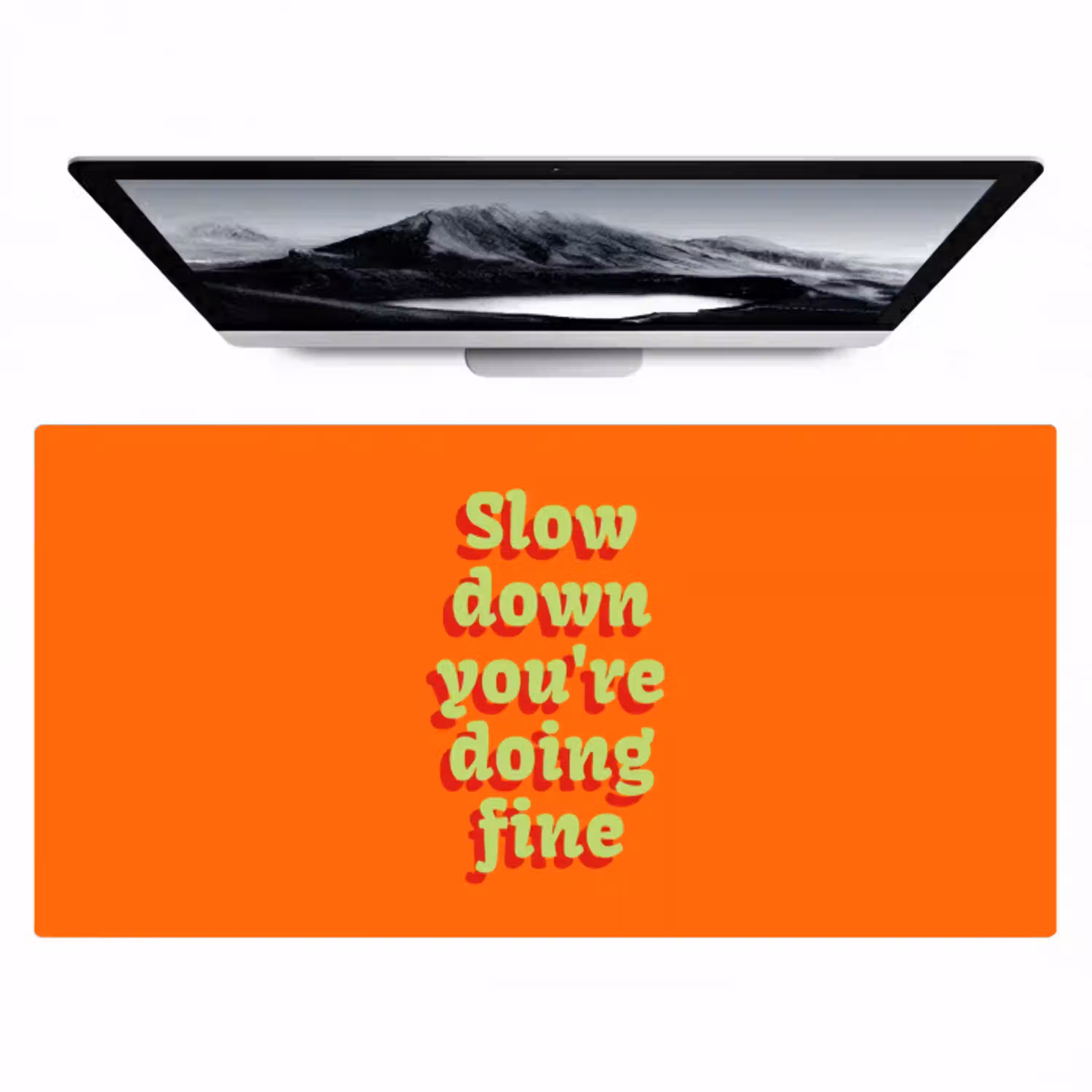 Oranje - Slow down you're doing fine - Retro Muismat XXL klein -zzz3d