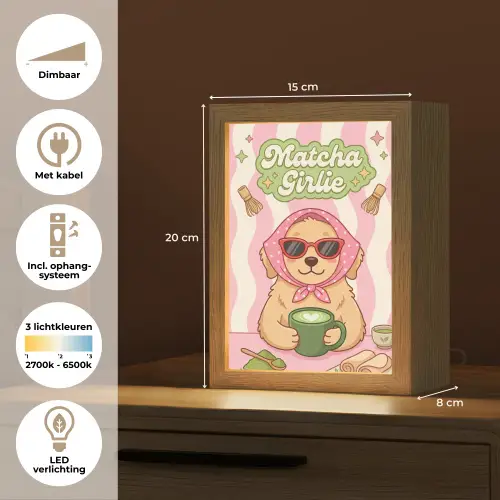 Matcha - Hond - Roze - Groen Light Box met kabel (Tafellamp) klein -USP_NL