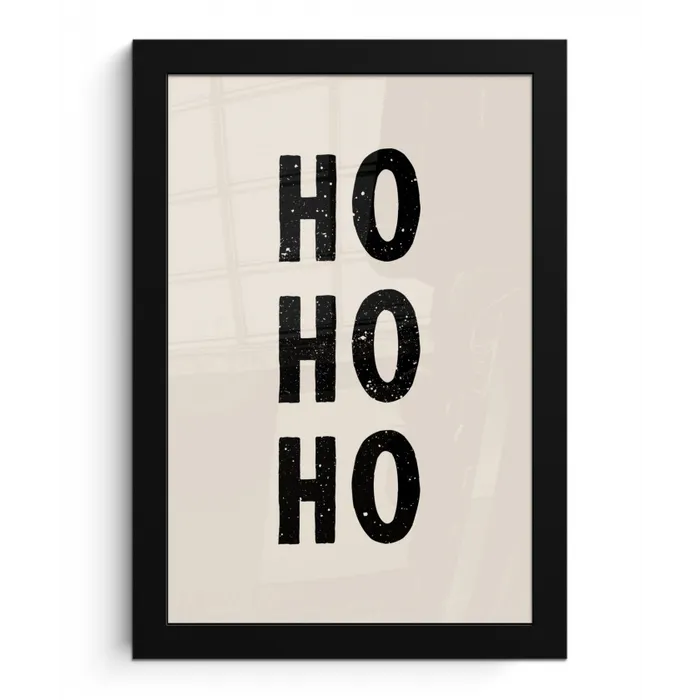 Kerstmis - Ho ho ho - Spreuken - Beige - Kerstman fotolijst zwart zonder passe partout klein -3d