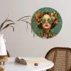 Vrouw - Bloemen - Vlinders - Natuur - Vintage Wandcirkel kunststof plaat 5mm dik klein -sfeer4