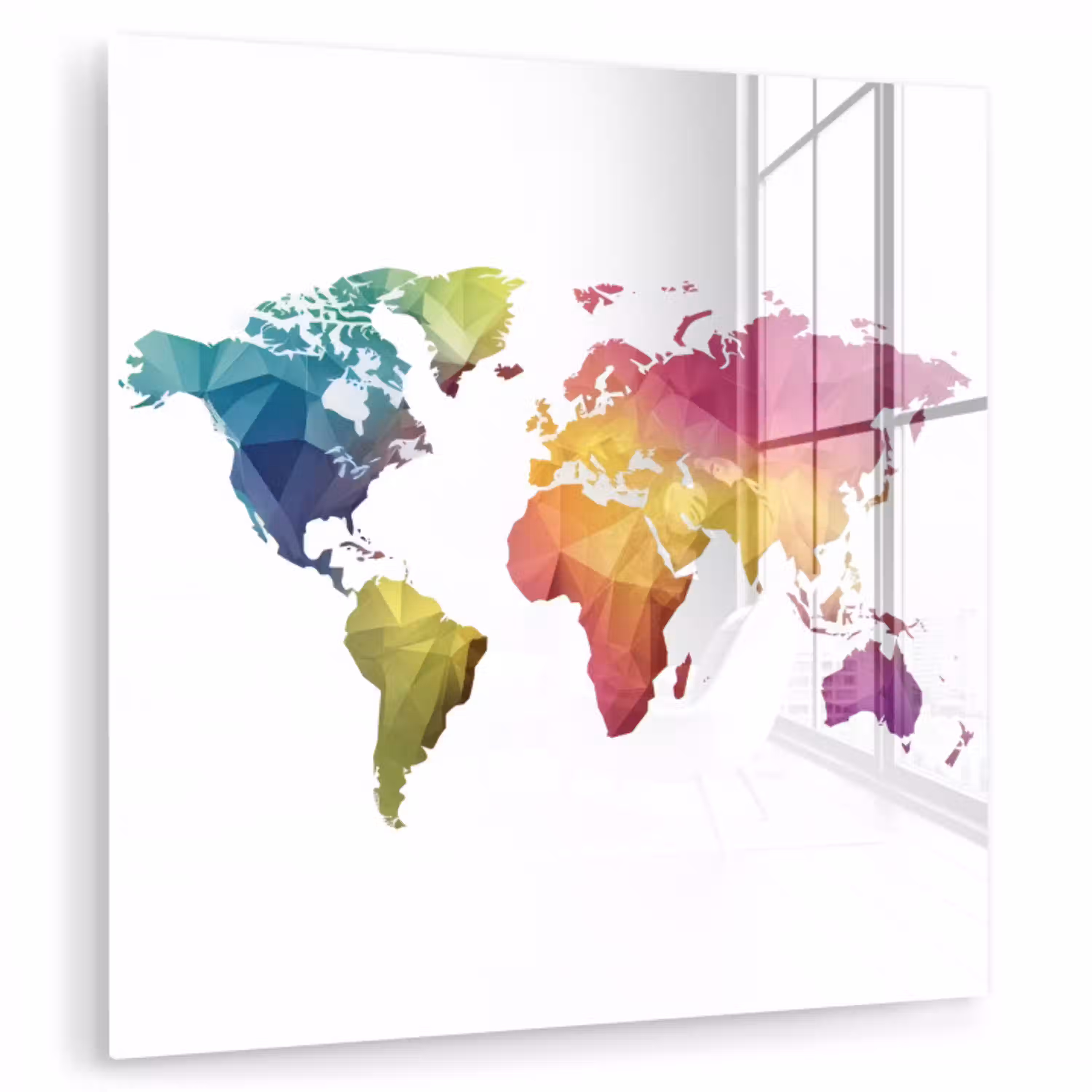 Wereldkaart - Regenboog - Wit plexiglas 5mm klein -zzzproduct_nieuw