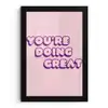You're doing great - Roze - Bubble letters fotolijst zwart zonder passe partout klein -3d