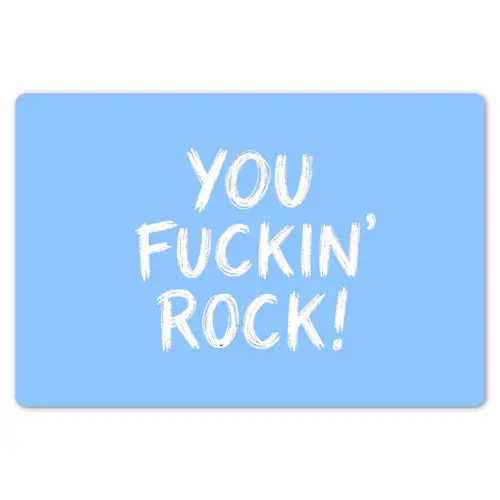 Blauw - Wit - You fuckin rock Placemat vinyl groot -zzsfeer1_Kitchenyeah-website