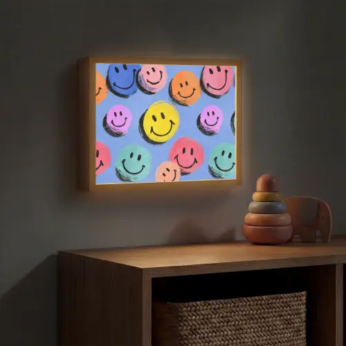 Smileys - Kleurrijk Light Box met batterij (Wandlamp kind) middel -sfeer5_kind