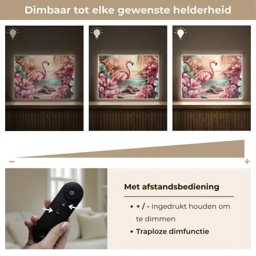 Flamingo - Schildpad - Roze Light Box met batterij (Wandlamp kind) middel -USP_dimbaarNL