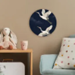 Kraanvogels - Nachthemel - Blauw Wandcirkel kunststof plaat 5mm dik klein -tsfeer1_kind
