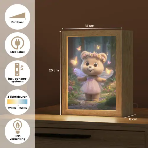 Teddybeer - Bloemenkrans - Vlinders - Elfenvleugels Light Box met kabel klein -USP_NL