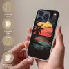 Strand - Minimalistisch - Zon - Oranje Telefoonhoesje iPhone 17 Pro klein -sfeer3_DE