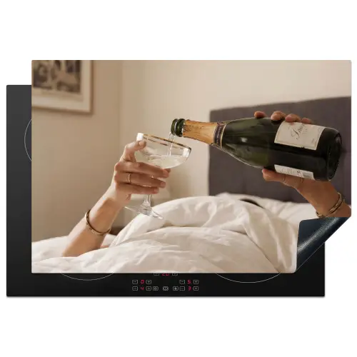 Champagne - Bed - Bubbels Inductie beschermer vinyl 3mm klein -3d